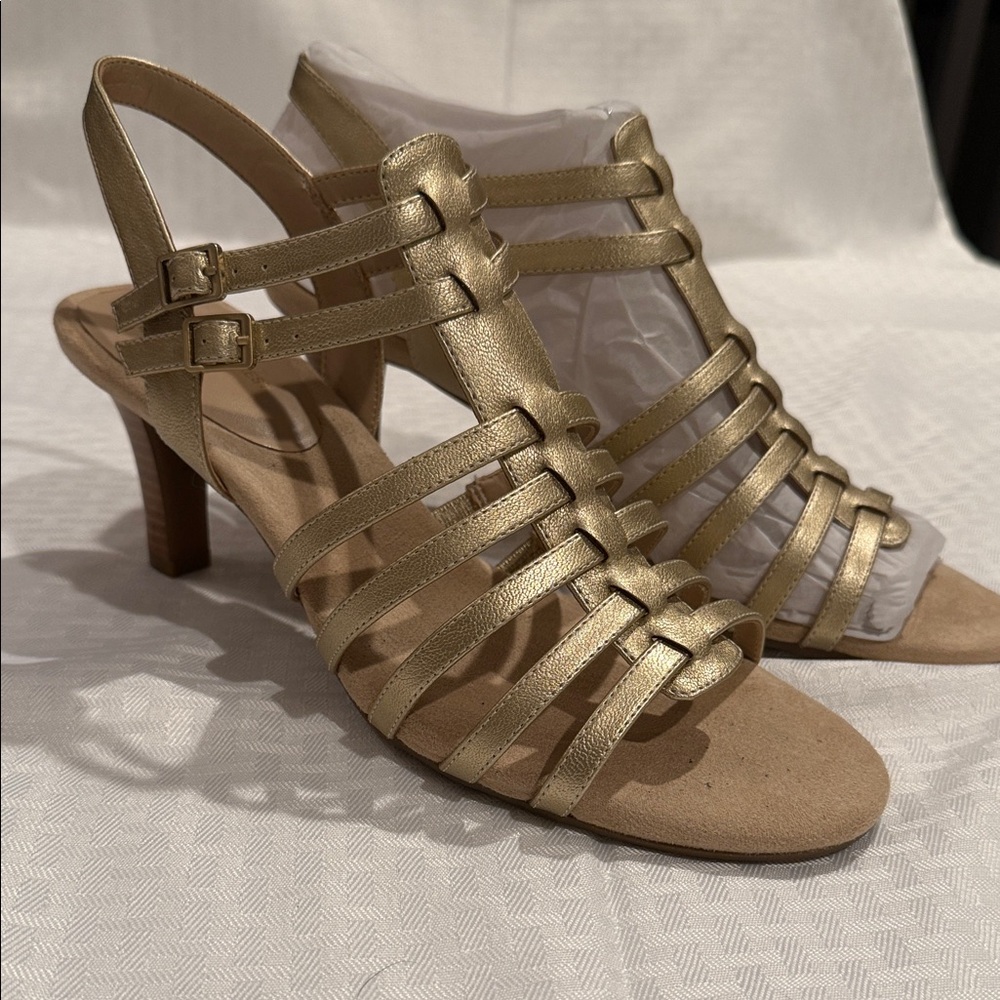 A2 By Aerosoles Gold Strappy Heels